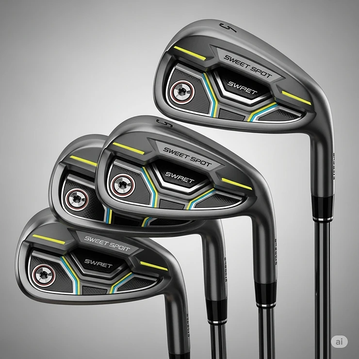 A sleek set of the best golf irons for beginners, designed with large sweet spots and perimeter weighting for improved forgiveness and consistent shots.