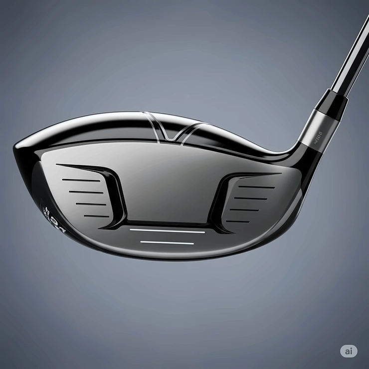 Detailed close-up of a left handed golf driver, showcasing its clubhead design and shaft, specifically engineered for optimal performance for left-handed swings.