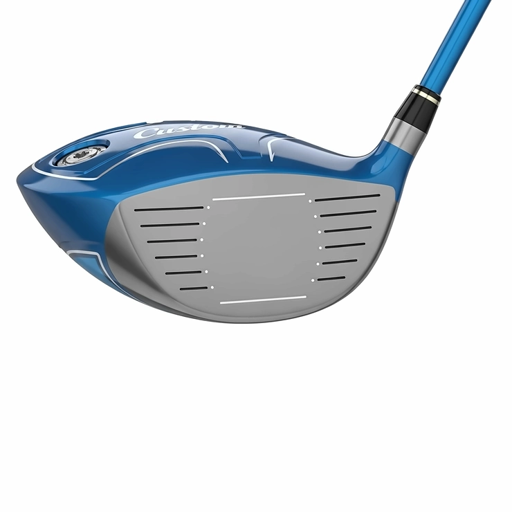 Close-up of a left-handed junior driver clubhead, showing its lightweight design for young players.