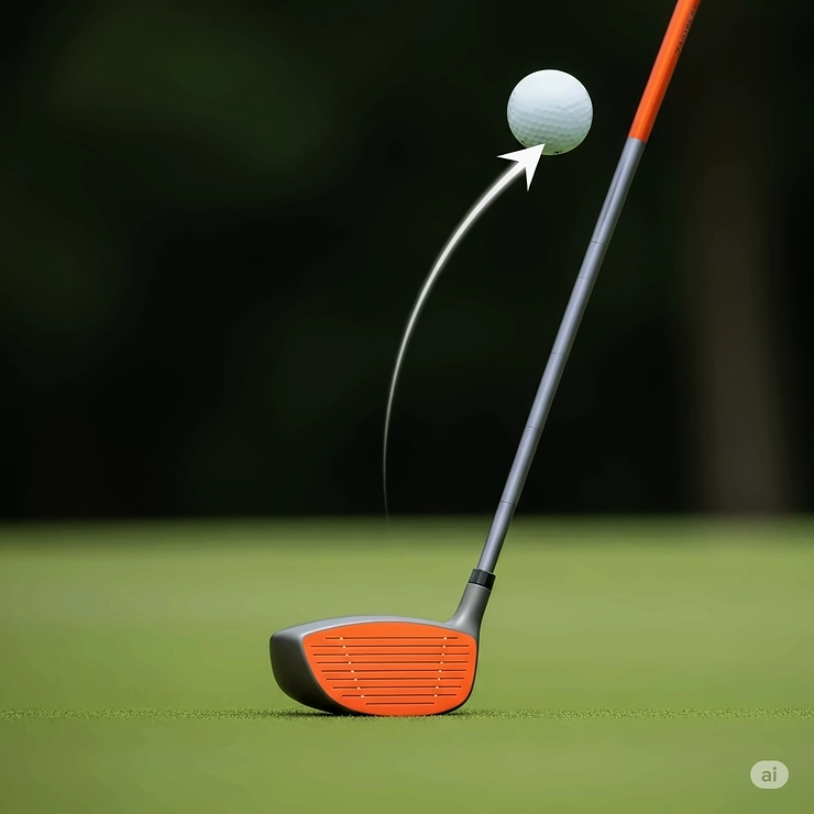 A golf ball soaring with excellent trajectory after being struck by a ladies petite golf club, demonstrating optimal performance and distance for shorter swings.