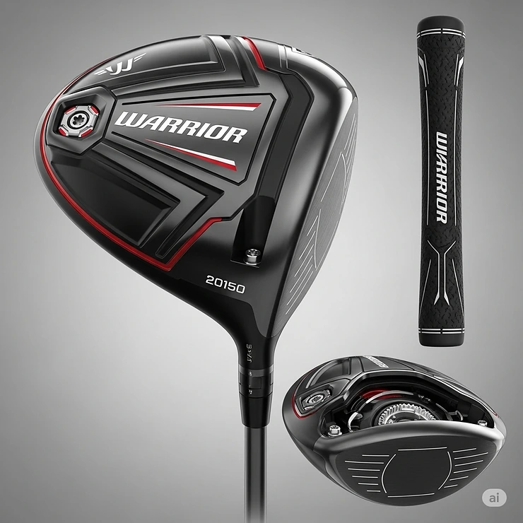 Powerful Warrior golf driver with a large sweet spot, ready to launch a golf ball down the fairway.