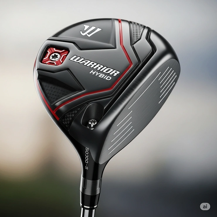 Versatile Warrior hybrid golf club, blending the distance of a wood with the precision of an iron for challenging lies.