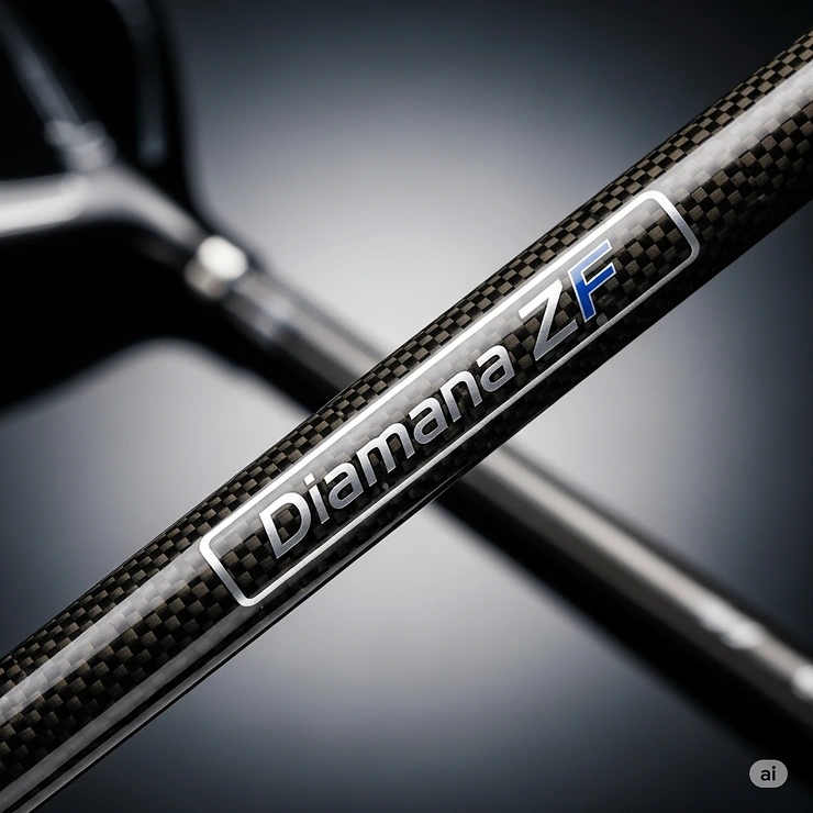 A detailed shot of the Diamana ZF series shaft, featuring its unique flex and feel designed to provide a smooth, consistent swing.