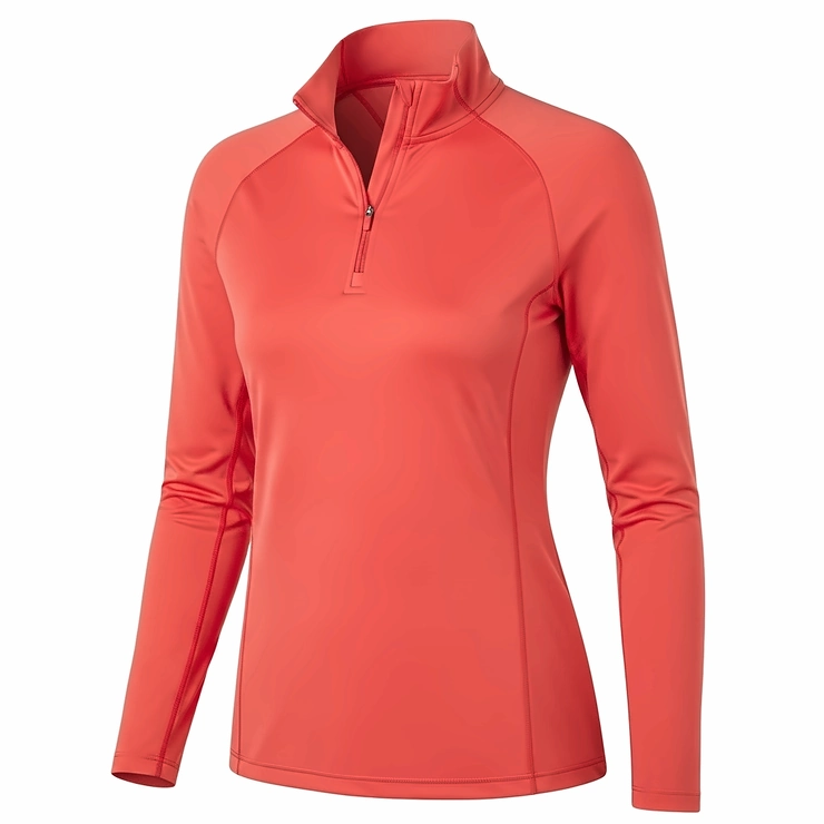 An image of a slim-fit, long-sleeve golf top for ladies, perfect for layering.