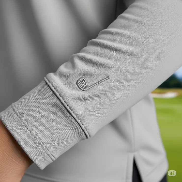 Close-up of the sleeve cuff on a ladies long-sleeve golf shirt, designed for a comfortable and non-restrictive fit.