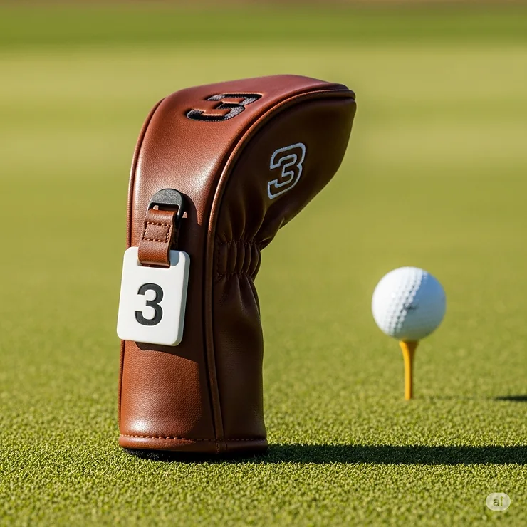 A 3 wood golf head cover clearly marked with a "3" to help you easily identify your fairway wood in your golf bag.
