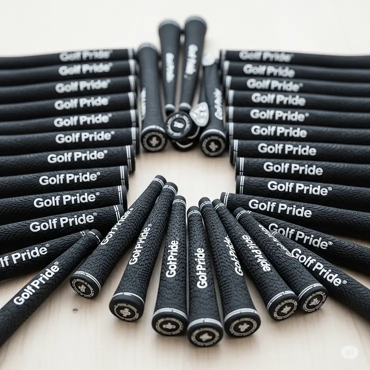 A visual representation of a full set of Golf Pride Tour Velvet grips, neatly arranged to represent a complete set for a golfer's entire bag, ready for a fresh start to the season.