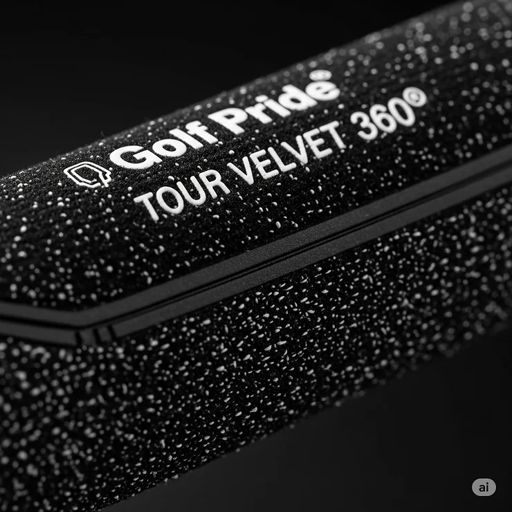 Detailed texture of the Golf Pride Tour Velvet 360 grip, showcasing the classic, non-slip velvet surface for a comfortable and consistent feel in any weather condition.