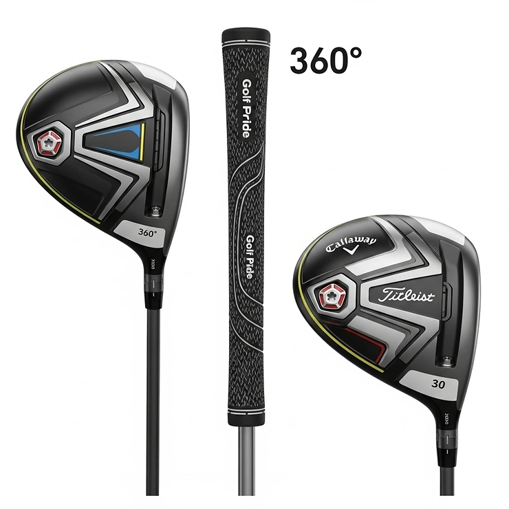 The Golf Pride Tour Velvet 360 grip installed on a modern driver, showcasing its seamless fit and how its 360-degree design complements adjustable hosel technology.