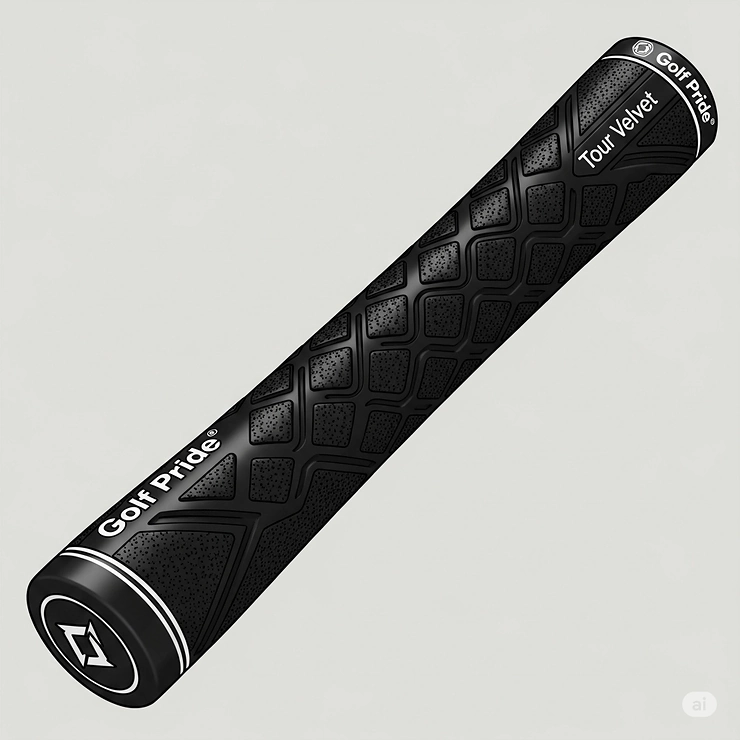 A detailed illustration highlighting the classic, non-slip surface pattern of the Golf Pride Tour Velvet golf grip, known for its exceptional all-weather performance and consistent feel.