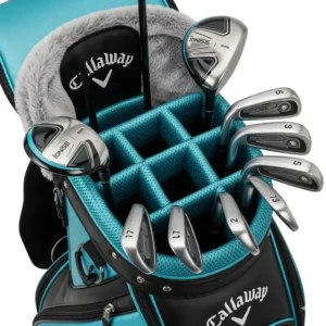 An interior view of the club divider system within a Callaway women's golf bag, showing individual slots to protect each club.