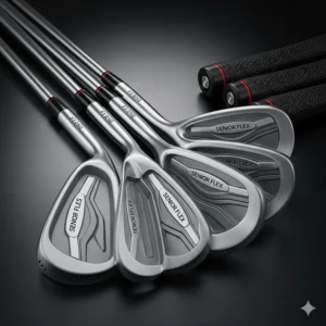 A set of game improvement irons with deep cavity backs, designed to provide more forgiveness and a larger sweet spot for senior golfers.