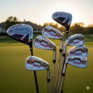 A featured image showcasing the latest Cobra ladies golf irons set, emphasizing the sleek design and a variety of clubs.