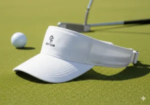 A white golf cap or visor to complete a classic golf outfit and provide sun protection.
