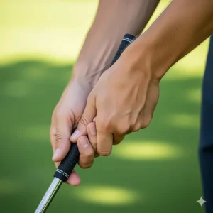 A dynamic illustration of a tall male golfer's swing, highlighting how shaft flex affects ball flight and accuracy.