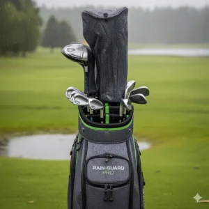 Golf clubs neatly separated within the 14-way, fully waterproof divider top.