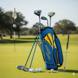 An image of a beginner-friendly junior golf set for ages 9-12, highlighting the essential clubs needed to start.