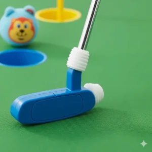 Close-up of a tiny putter from a children's golf set, perfect for a toddler's first golf lesson.