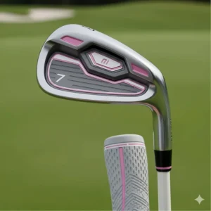 A close-up shot of a lightweight golf iron designed specifically for women.
