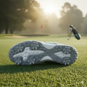 Detailed view of the non-slip rubber outsole and excellent grip sole on the best junior golf shoe.