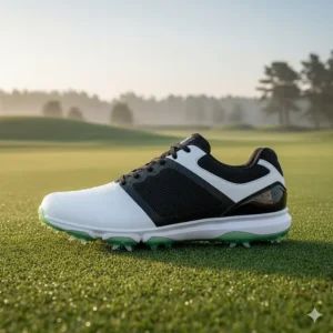 Side view of the best mens waterproof golf shoes, showcasing the sleek design and sturdy build.