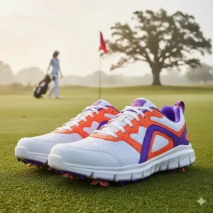 Image of a lightweight women's waterproof shoe in a vibrant color, emphasizing its flexible and modern design.