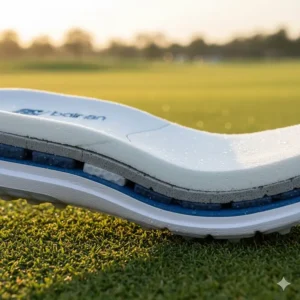 Detailing the New Balance REVlite foam cushioning technology for ultimate golf shoe comfort.