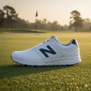 Side view of the low-cut New Balance men's golf shoe offering excellent ankle support and flexibility.