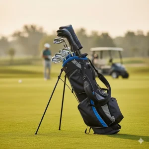 Lightweight stand bag with legs extended, featuring a comfortable dual strap and a full-length divider setup.