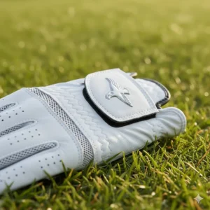 Close-up of the adjustable hook-and-loop closure on the wrist of the right handed golf glove ensuring a snug, secure fit.