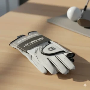 A pack of three white left handed golf gloves offering great value for golfers who play frequently.