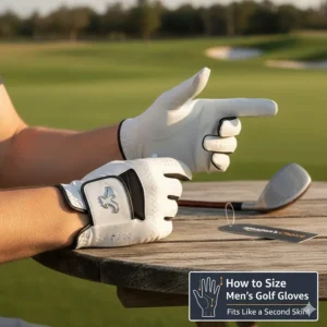 Guide on how to size men's golf gloves for a snug, second-skin fit, often a key buying factor on Amazon.