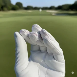 Soft internal lining and seams of the right hand golf glove for women designed to minimize rubbing and maximize comfort.