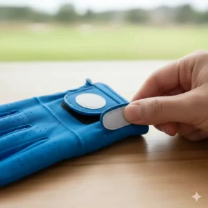 Close-up on the adjustable Velcro closure system of a junior golf glove ensuring a secure and customizable wrist fit.