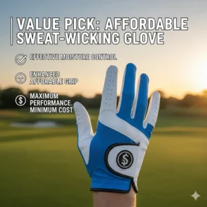 Clear image of a budget-friendly yet highly effective sweat-wicking golf glove that offers excellent value for golfers with sweaty hands.