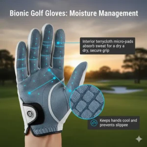 Technical drawing of the interior terrycloth micro-pads used for moisture management in Bionic gloves.