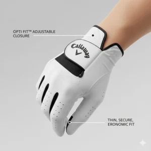Detailed view of the Callaway OptiFit adjustable closure system for a secure and thin fit.