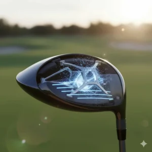 Technical illustration of the Callaway Quantum driver's internal AI-designed face architecture for maximum energy transfer and ball speed.