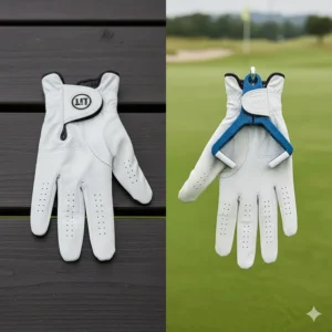 This golf glove shaper prevents wrinkles and creases, keeping the leather golf glove flat and maintaining its original fit and shape after use.