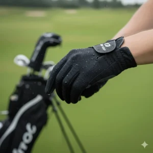 Perforations over the knuckles of the golf rain gloves demonstrating their breathability and quick-drying nature.