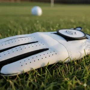 Close-up texture shot of the perforated, high-quality material used in the construction of the durable golf glove.