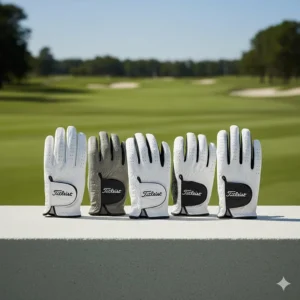 A display of the full range of Titleist golf gloves, including Players, Perma-Soft, and WeatherSof, to help golfers choose the best model.