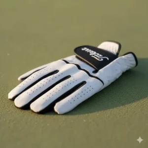 Close-up of the smooth, durable leather and the breathable perforated design of the Titleist Perma-Soft golf glove.