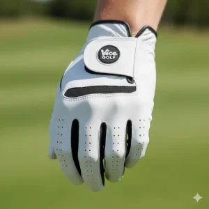 Illustration highlighting the elastic flex zones across the knuckles of a Vice golf glove for better range of motion.