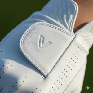 Detailed texture shot of the high-quality Cabretta leather used in Vice golf gloves, highlighting the soft finish and durability.