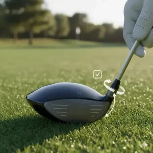 Using a specialized torque wrench to tighten the settings on a modern adjustable driver.