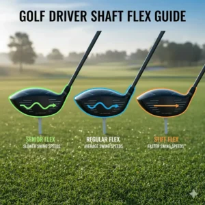 Infographic showing senior, regular, and stiff shaft flexes for different swing speeds.