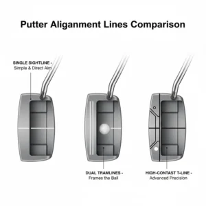 Comparison of different alignment line styles found on the best putters for beginners to improve accuracy.