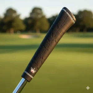 A textured Scotty Cameron Pistolini Plus grip installed on a shaft to show the ergonomic tapering.