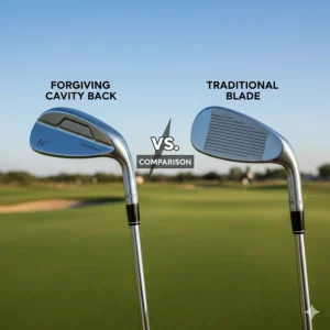 Comparison of a forgiving cavity back sand wedge and a traditional blade-style wedge.